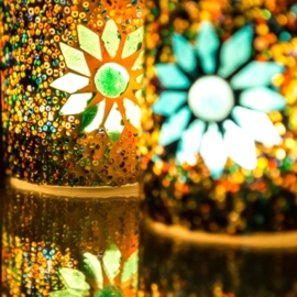 Waxinehouder - cilinder glas & kralen | multicolor