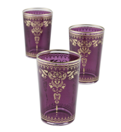 Marokkaans theeglas | paars/goud