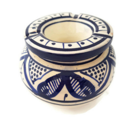 Asbak - groot | blauw/wit