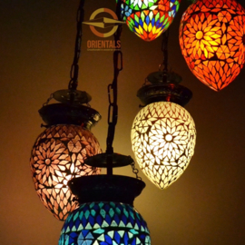 Hanglamp - 5 lampen | Multicolor Mozaiek