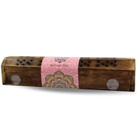 Wierookbox | Flower of life - naturel hout