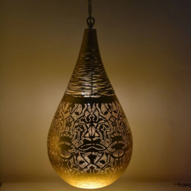 Hanglamp filigrain - wire | vintage goud - groot