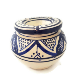 Asbak - groot | blauw/wit