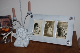 Brocante fotolijst voor drie foto`s