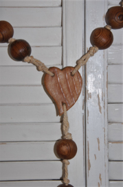 Prachtige houten rozenkrans met houten kruis, vintage/brocant