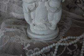 Brocante kandelaar met engeltjes, voor waxinelichtje.