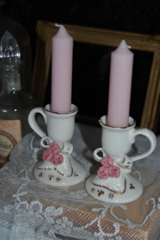 2 brocante kandelaartjes, kitsch