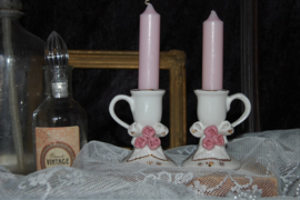 2 brocante kandelaartjes, kitsch