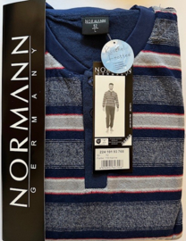 Normann heren badstof pyjama donker blauw/grijs (48 t/m 56)