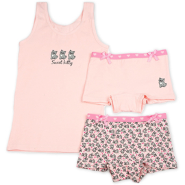 Funderwear meisjes setje poesje roze (104/110-116/122-140/146)