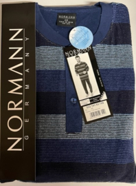 Normann heren badstof pyjama knoop blauw (48 t/m 56)