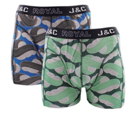 J&C boxershort H236 groen/blauw (2-pack) S