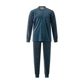 Gentlemen heren velours badstof pyjama blauw/groen knoop L t/m XXL (Maat:  M) | Heren nachtkleding | MijnOndergoedWinkel | Ondergoed en Pyjama's  online bestellen