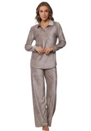 Pastunette dames huispak bruin (glans) 88242-806-7 (40 t/m 48)