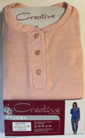 Creative dames badstof pyjama zacht roze 2x hartje (36/38 en 48/50)