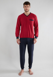 Götzburg heren tricot pyjama 451381 rood bewerkt (48/52/54/56/58)