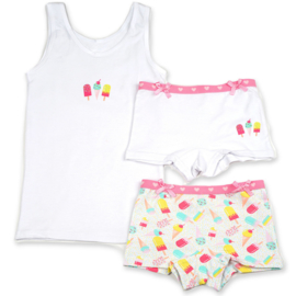 Funderwear meisjes setje ice cream wit (104/110-116/122-140/146)