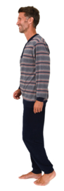 Normann heren badstof pyjama licht grijs/blauw (50 en 56)