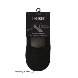 Teckel invisible sneakersok siliconen rand zwart 545