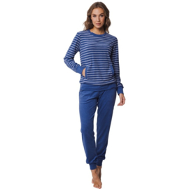 Pastunette dames pyjama badstof pyjama blauw/wit streep (38 t/m 46)