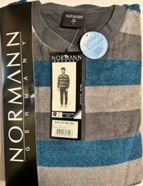 Normann heren badstof pyjama grijs/groen (58)
