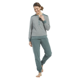 Pastunette dames pyjama badstof pyjama groen streep 40 t/m 50
