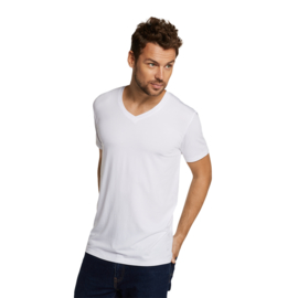 Bamboo Basics t-shirt V-hals Velo - 001 (wit, 2-pack)