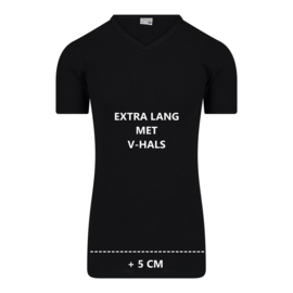 Beeren heren t-shirt V-hals korte mouw extra lang zwart