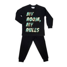 Fun2Wear My room, my rules peuter pyjama zwart (104 en 128)