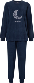 Lunatex dames pyjama badstof pyjama donker blauw M en XXL