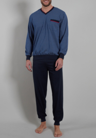 Götzburg heren tricot pyjama 451381 blauw bewerkt (48/52/54/56/58/60/62)