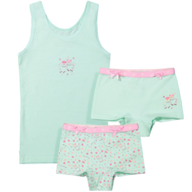 Funderwear meisjes setje alpaca groen (92/98 t/m 140/146)