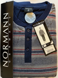 Normann heren badstof pyjama licht grijs/blauw (50 t/m 56)