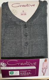 Creative dames badstof pyjama grijs (36/38 en 40/42)
