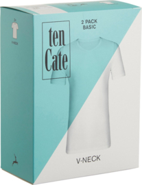 Ten Cate heren basic t-shirt wit V-hals (2-pack) L en XXL