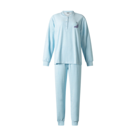 Lunatex dames pyjama badstof pyjama blue S/M/XL