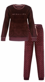 Medaillon dames velours pyjama bordeaux (2404B) XXL