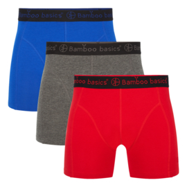 Bamboo Basics boxershort Rico-012 (rood-grijs-aqua, 3-pack)