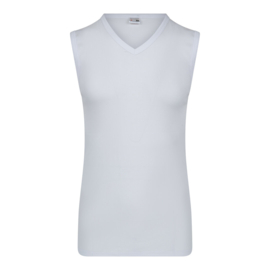 Beeren heren mouwloos V-hals t-shirt (M3000) wit
