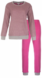 Tenderness dames badstof pyjama roze gestreept (2308A) S t/m 3XL