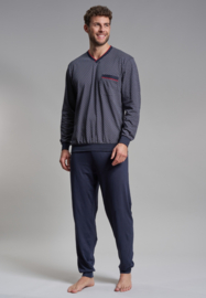 Götzburg heren tricot pyjama 451381 navy bewerkt (48 t/m 64/66)