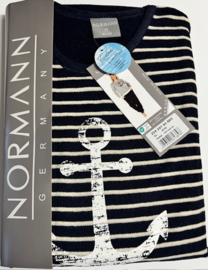 Normann dames badstof pyjama anker marine (36/38 en 40/42)