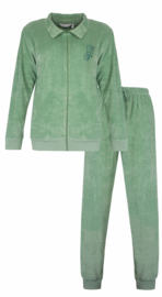 Tenderness dames velours huispak groen (2404A) S t/m 3XL