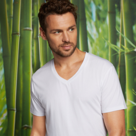 Bamboo Basics t-shirt V-hals Velo - 001 (wit, 2-pack)