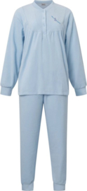 Lunatex dames pyjama badstof pyjama zacht blauw S t/m XL