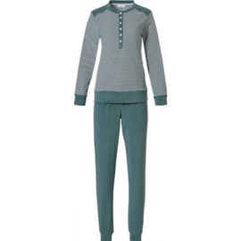 Pastunette dames pyjama badstof pyjama groen streep 40 t/m 50
