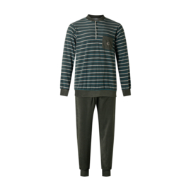 Gentlemen heren badstof pyjama green knoop L en XXL