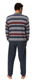 Normann heren badstof pyjama blauw melee/rood (48)