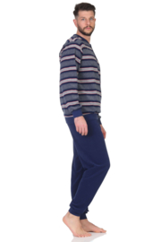 Normann heren badstof pyjama donker blauw/grijs (48 en 56)