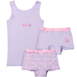 Funderwear meisjes setje hart lila (92/98 t/m 140/146)